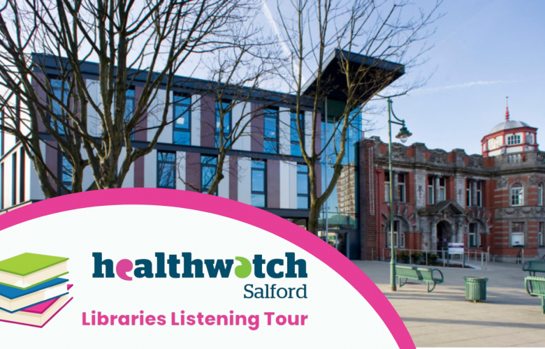 A photo of Eccles Library with the Library Tour logo